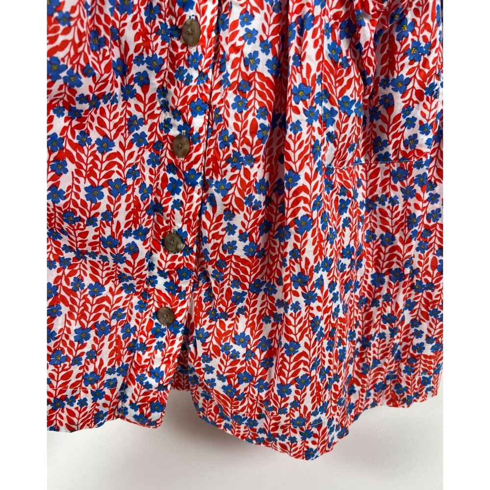 Girls Crewcuts Floral Sleeveless Dress With Ruffle Straps & Button Front Red & B - Picture 4 of 13